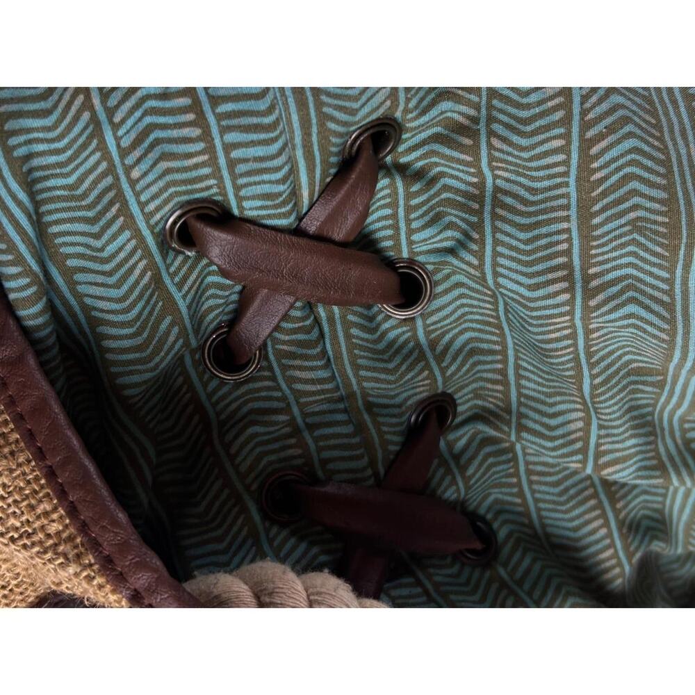 Billabong Nautical Anchor Tote Bag Rope Handle Leather Trim Beach Coastal Summer - Picture 6 of 8